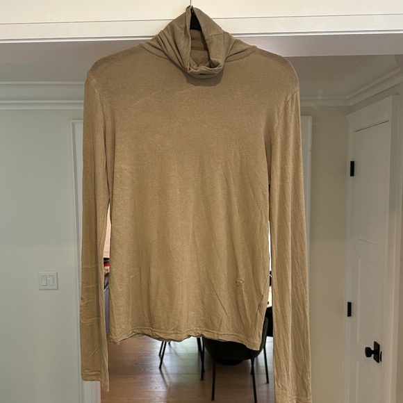 Mijeong Park Lightweight Beige Long Sleeve Roll Neck Top - Size L - Picture 1 of 12